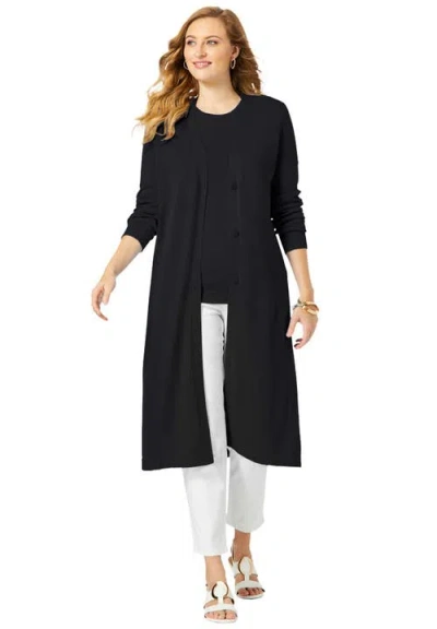 Jessica London Fine Gauge Duster Cardigan In Black