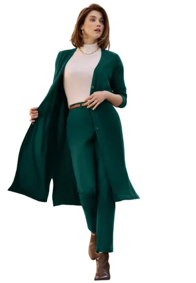 Jessica London Fine Gauge Duster Cardigan In Green