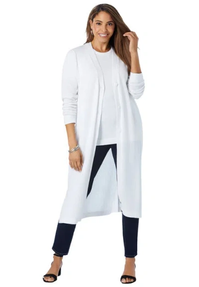 Jessica London Fine Gauge Duster Cardigan In White
