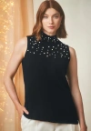 Jessica London Fine Gauge Mockneck Sweater In Black