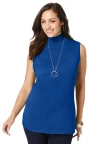 Jessica London Fine Gauge Mockneck Sweater In Blue