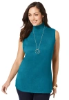 Jessica London Fine Gauge Mockneck Sweater In Blue