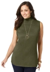 Jessica London Fine Gauge Mockneck Sweater In Green