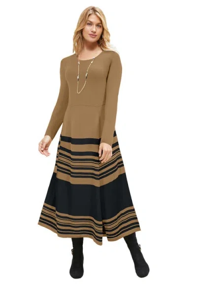 Jessica London Fit And Flare Sweater Dress In Brown