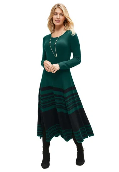 Jessica London Fit And Flare Sweater Dress In Green