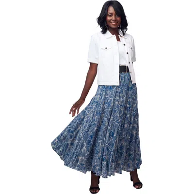 Jessica London Flowing Crinkled Maxi Skirt In Blue
