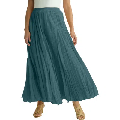 Jessica London Flowing Crinkled Maxi Skirt In Blue