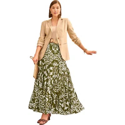 Jessica London Flowing Crinkled Maxi Skirt In Green