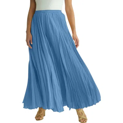 Jessica London Flowing Crinkled Maxi Skirt In Blue