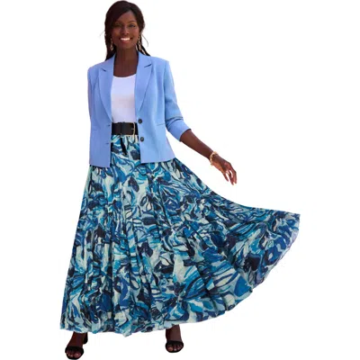 Jessica London Flowing Crinkled Maxi Skirt In Blue