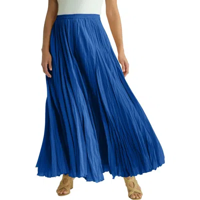 Jessica London Flowing Crinkled Maxi Skirt In Blue