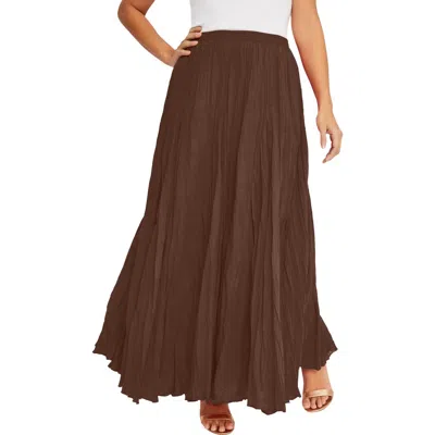 Jessica London Flowing Crinkled Maxi Skirt In Brown