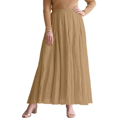 Jessica London Flowing Crinkled Maxi Skirt In Brown