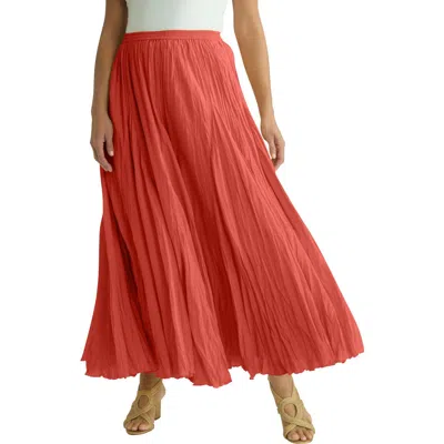Jessica London Flowing Crinkled Maxi Skirt In Red