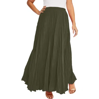 Jessica London Flowing Crinkled Maxi Skirt In Green