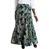 Jessica London Flowing Crinkled Maxi Skirt In Green