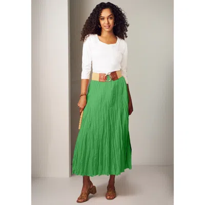 Jessica London Flowing Crinkled Maxi Skirt In Green