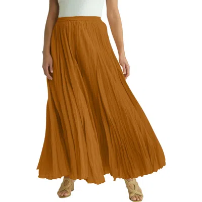 Jessica London Flowing Crinkled Maxi Skirt In Orange
