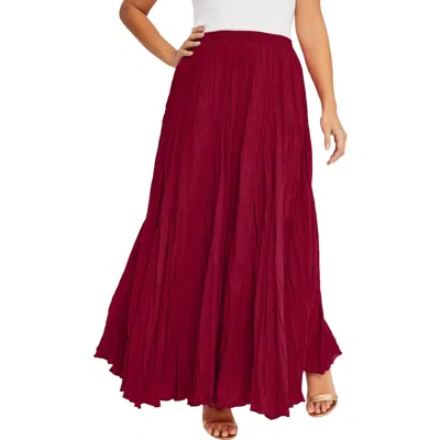 Jessica London Flowing Crinkled Maxi Skirt In Red