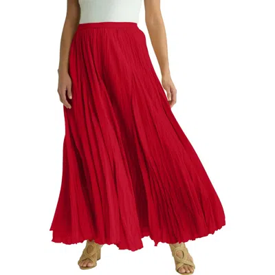 Jessica London Flowing Crinkled Maxi Skirt In Red