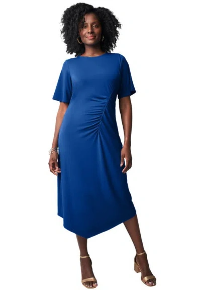 Jessica London Flutter Sleeve Midi Dress In Blue