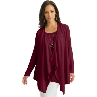 Jessica London Flyaway Cardigan In Burgundy
