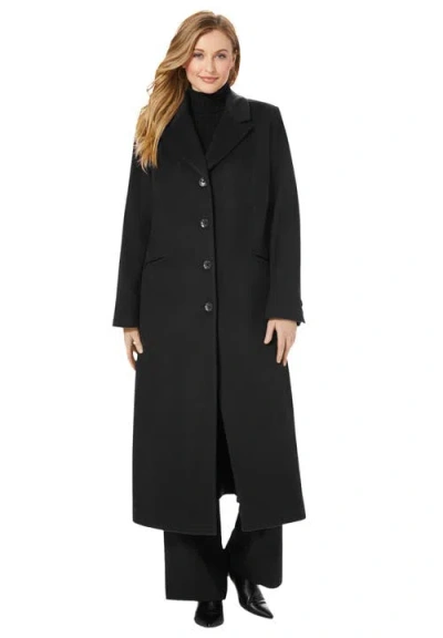 Jessica London Full Length Wool Blend Coat In Black