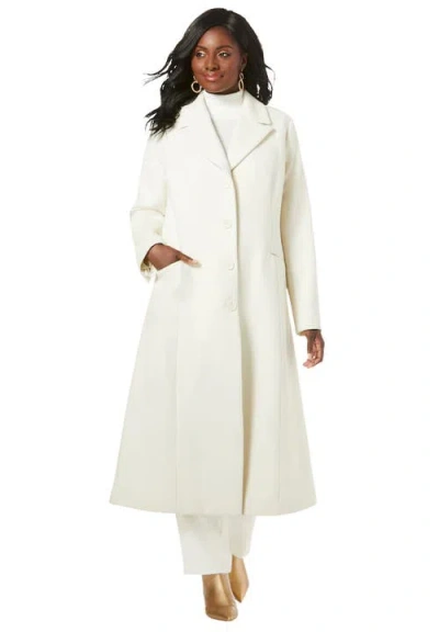 Jessica London Full Length Wool Blend Coat In White