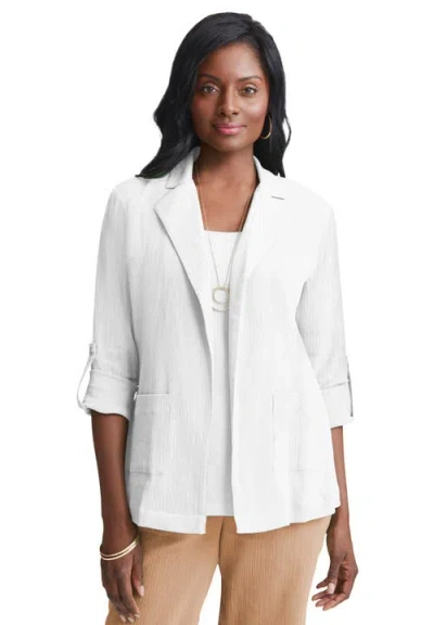 Jessica London Gauze Blazer In White