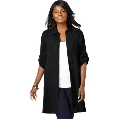 Jessica London Gauze Mega Tunic In Black