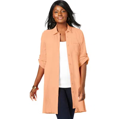 Jessica London Gauze Mega Tunic In Brown