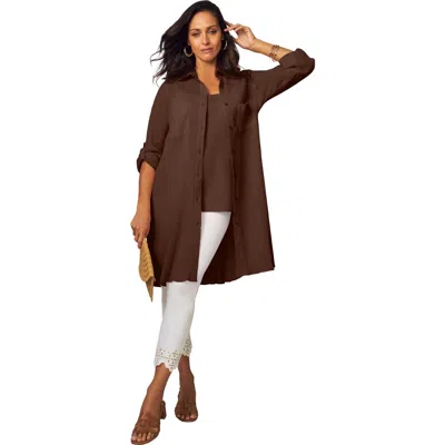 Jessica London Gauze Mega Tunic In Brown