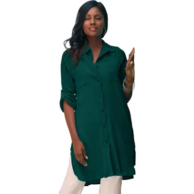 Jessica London Gauze Mega Tunic In Green