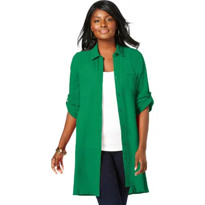 Jessica London Gauze Mega Tunic In Green