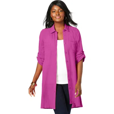 Jessica London Gauze Mega Tunic In Pink