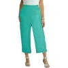 Jessica London Gauze Wide Leg Crop Pant In Blue