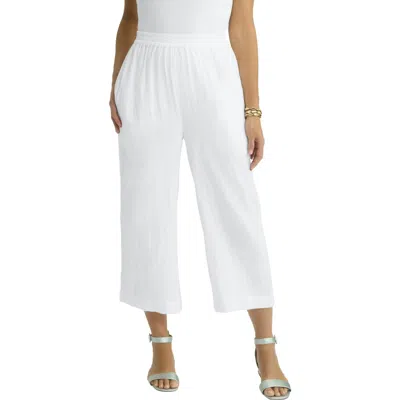 Jessica London Gauze Wide Leg Crop Pant In White