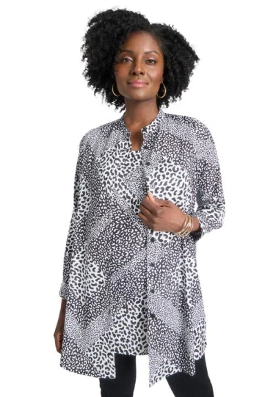 Jessica London Georgette Button Front Tunic In Pattern