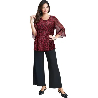 Jessica London Georgette Flutter Top In Multi