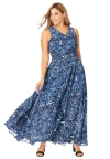 Jessica London Georgette Flyaway Maxi Dress In Blue