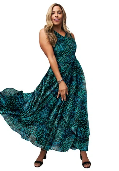 Jessica London Georgette Flyaway Maxi Dress In Multi