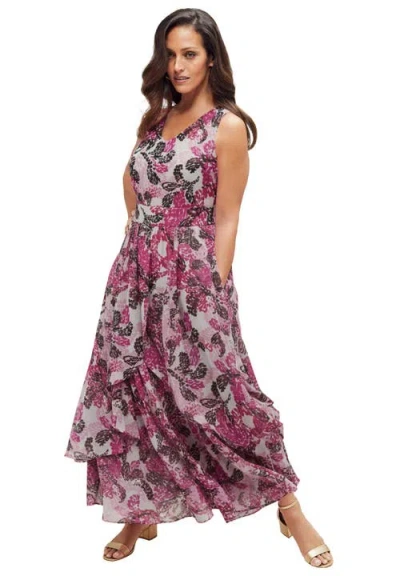 Jessica London Georgette Flyaway Maxi Dress In Multi
