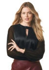 Jessica London Georgette Keyhole Blouse In Black