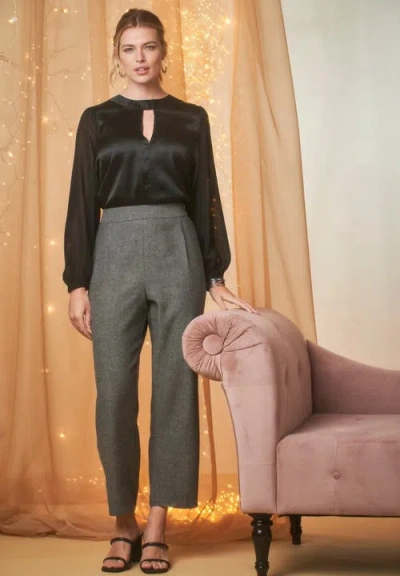 Jessica London Herringbone Straight Leg Pant In Gray