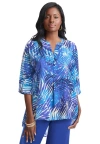 Jessica London Hi-low Linen Tunic In Blue