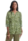 Jessica London Hi-low Linen Tunic In Green