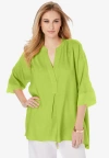 Jessica London Hi-low Linen Tunic In Green