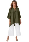 Jessica London Hi-low Linen Tunic In Green