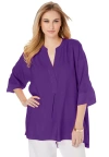 Jessica London Hi-low Linen Tunic In Purple