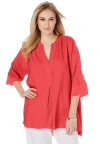 Jessica London Hi-low Linen Tunic In Red